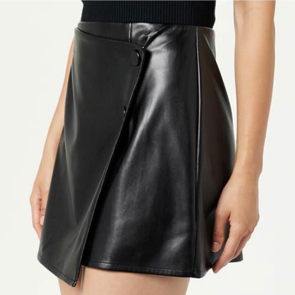 🖤 The Drop Women's Portia Vegan Leather Mini Wrap Skirt -NWT- M - Black - Picture 2 of 8